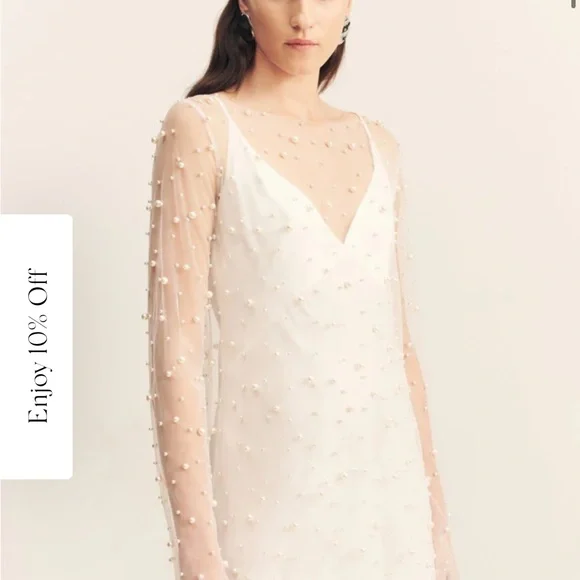 Shona Joy NWT Opaline Sheer Pearl Mini Dress
